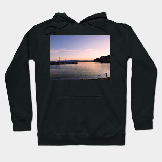 Lake sunset landscape Hoodie by Kate-P-